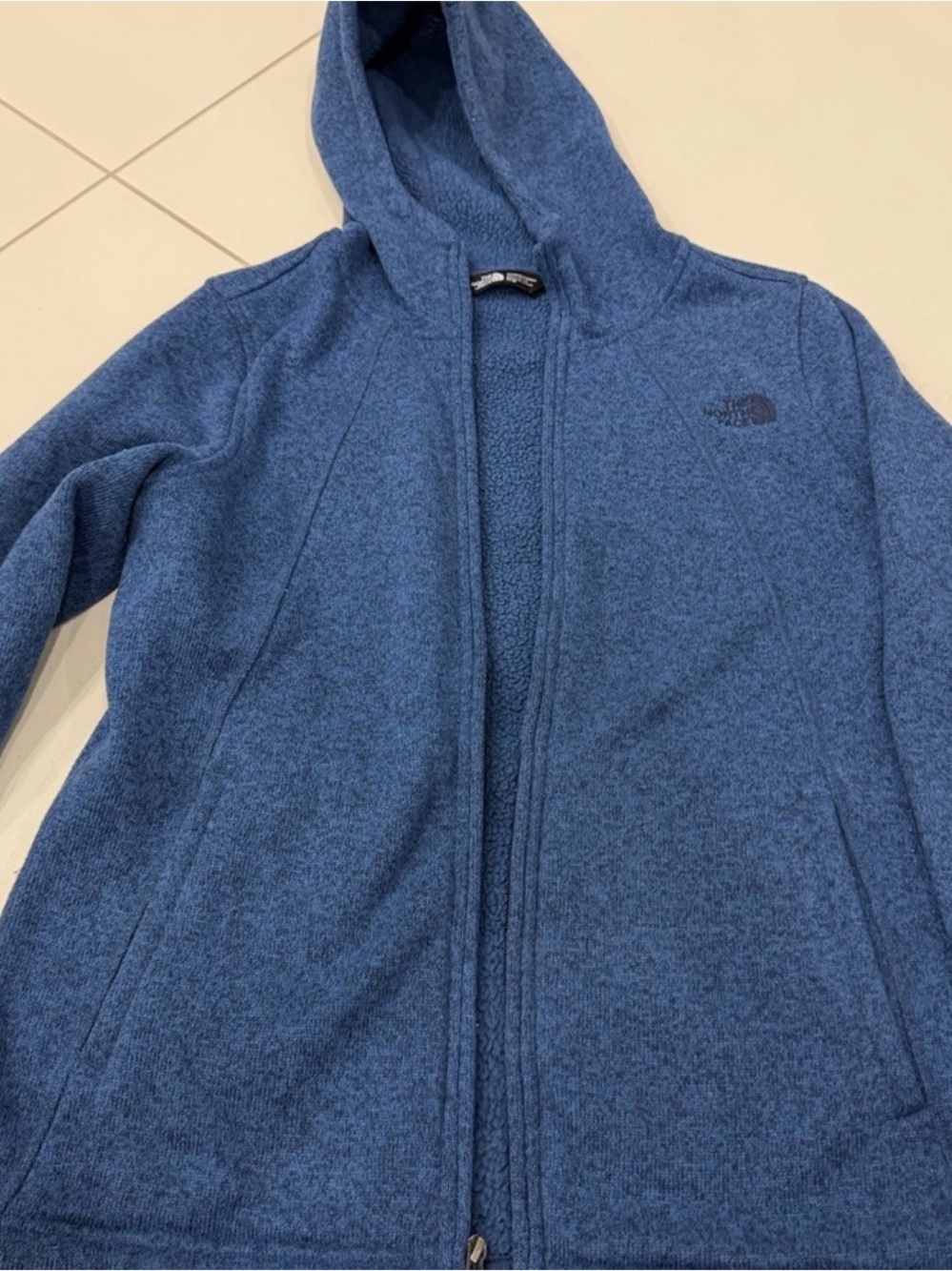 The North Face Heathered Blue Zip-Up Sherpa Fleece Jacket